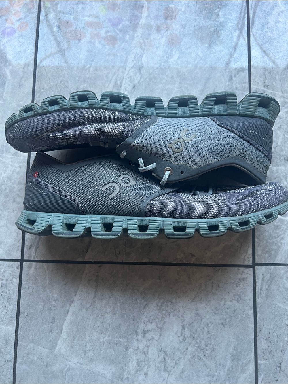 On Cloud X Men's 11.5 Storm Tide Blue Grey Swiss Training Shoes 40.99703 Tanning